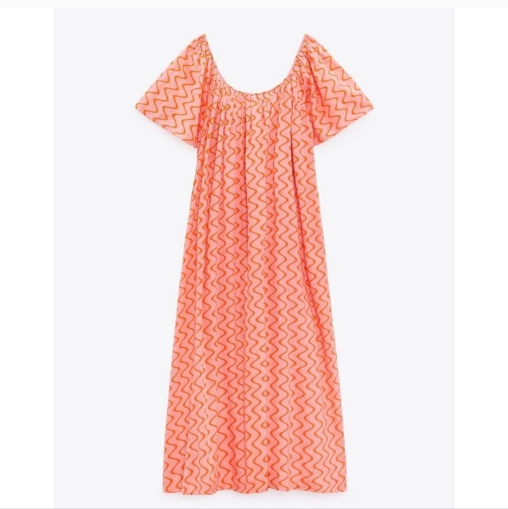 Zara * Maxi Print Dress Pink Flowy Boho - Picture 9 of 11